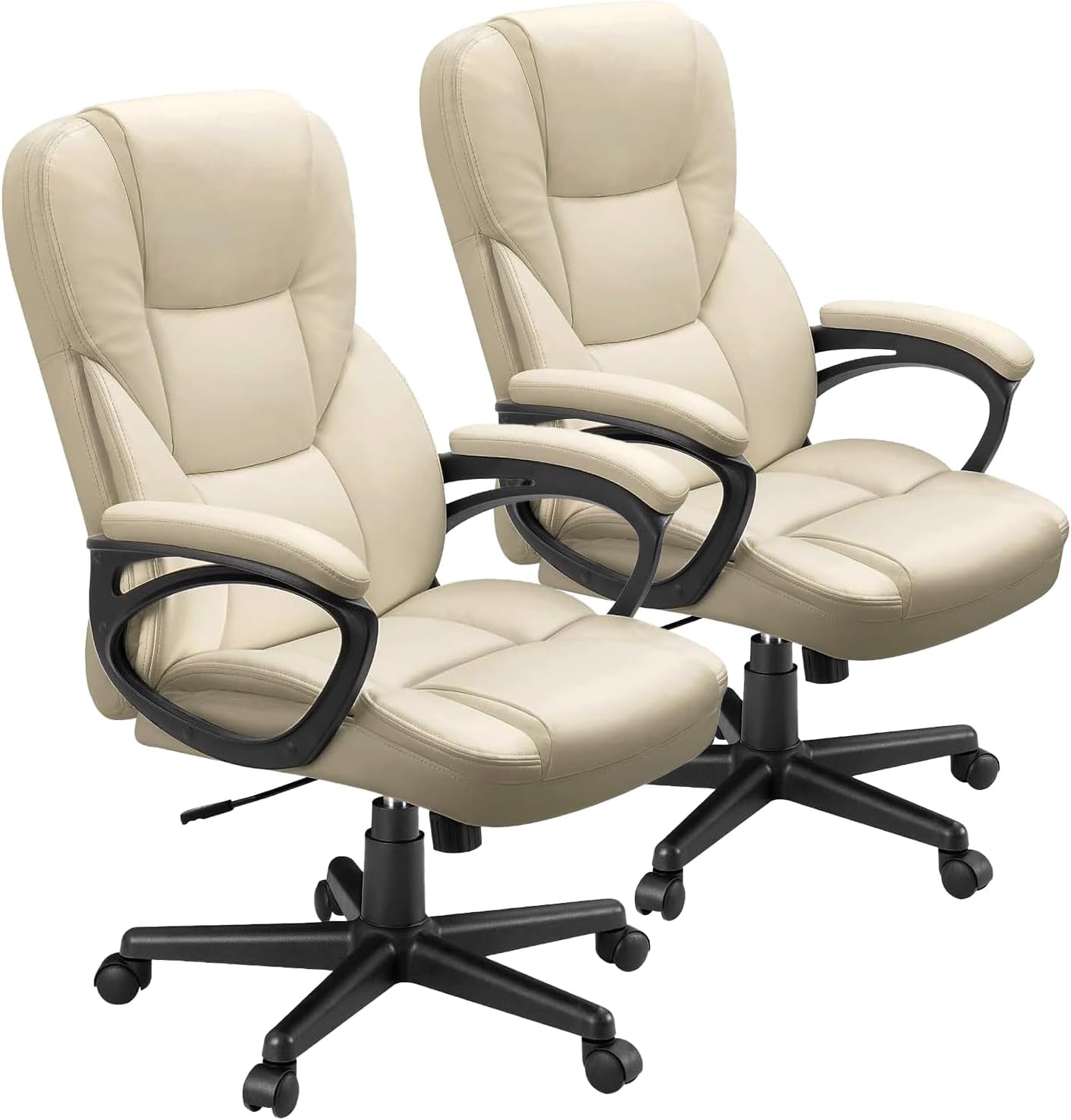 Furmax Office Executive Chair High Back Adjustable Managerial Home Desk Chair, Swivel Computer PU Leather Chair with Lumbar Support (1, Black)