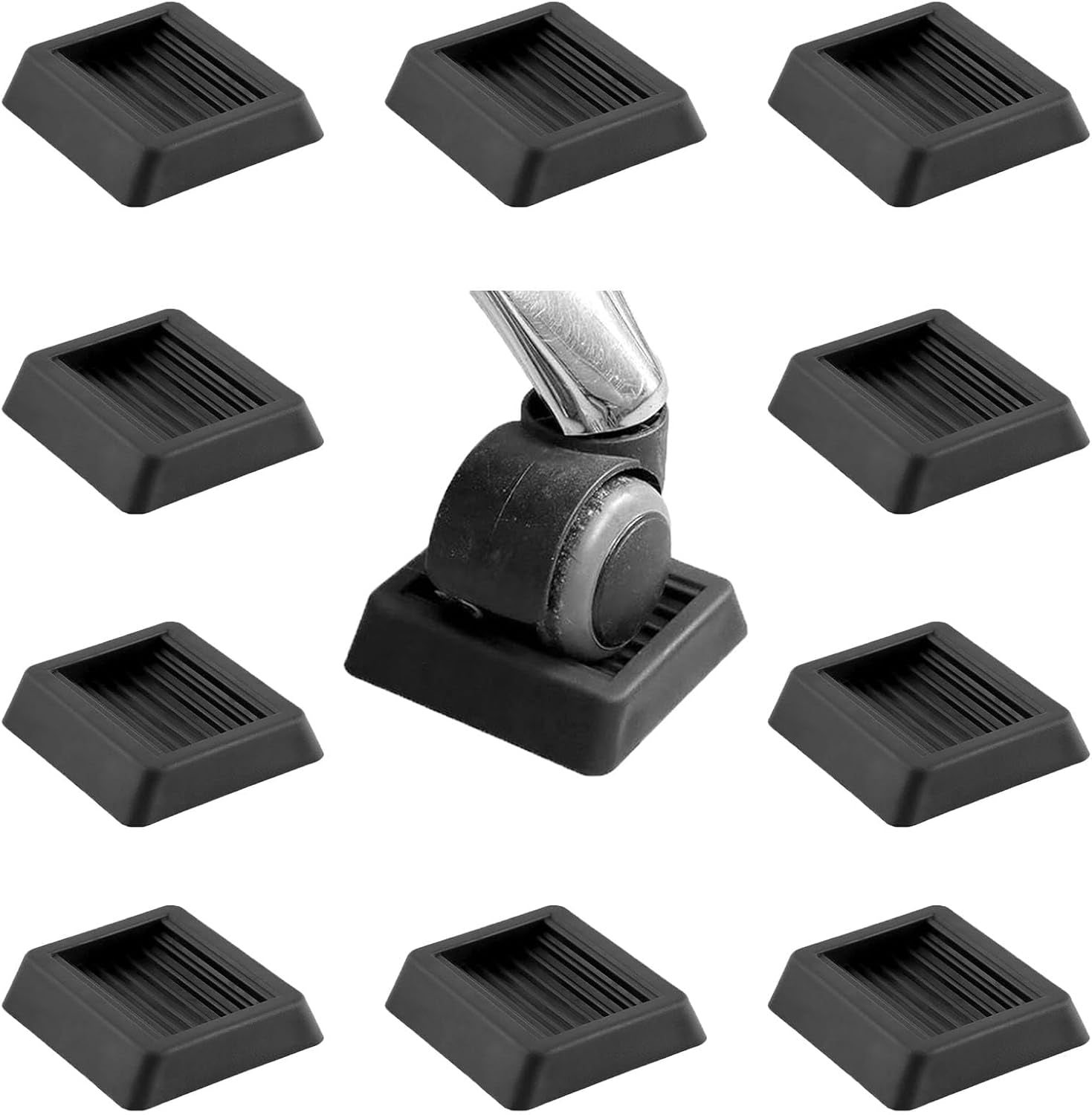 3.15"*3.15" Non Slip Furniture Pads Wheel Stoppers for Office Chairs Beds Couches Prevent Sliding on Carpet Hard Floors Fits 1-4 Inch Wheels Silicone Caster Cups Durable Grips (9 PCS)