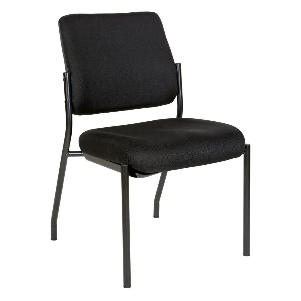 Stackable Armless Visitor Chair With Padded Seat And Back Black by Platinum-Level Office Chairs