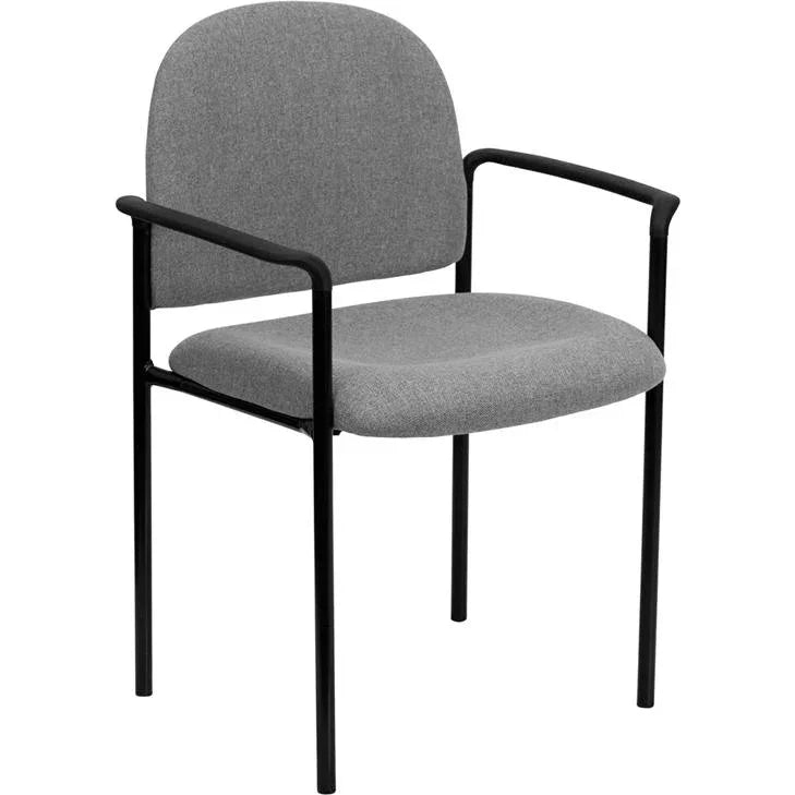 Comfort Gray Fabric Stackable Steel Side Reception Chair with Arms by Platinum-Level Office Chairs