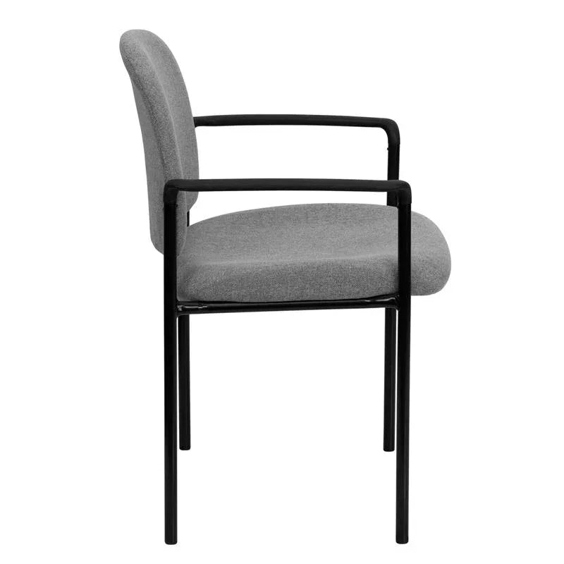 Comfort Gray Fabric Stackable Steel Side Reception Chair with Arms by Platinum-Level Office Chairs