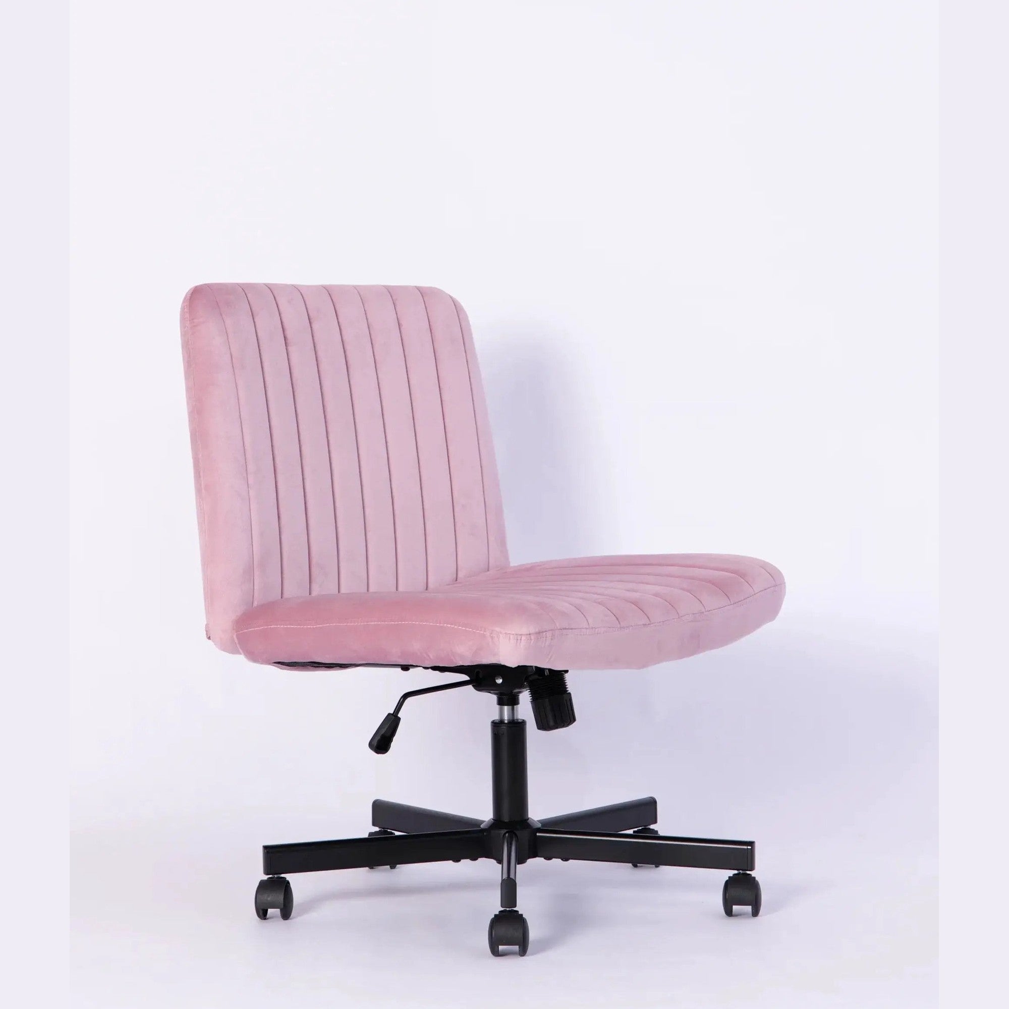 Light Pink Velvet Criss Cross Armless Office Chair With Wheels Makeup by Platinum-Level Office Chairs