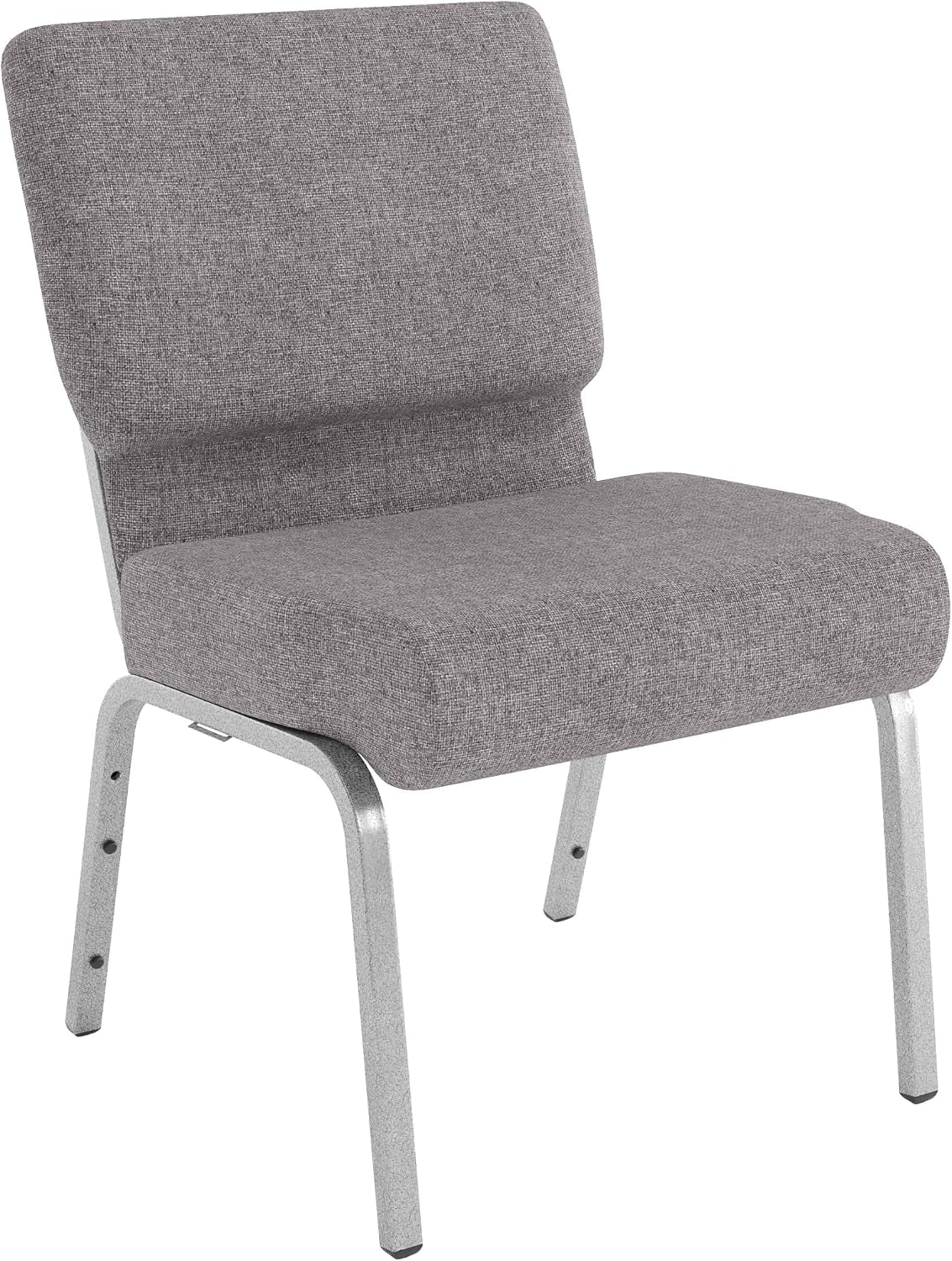 Flash Furniture HERCULES Series 21''W Stacking Church Chair in Gray Fabric - Silver Vein Frame