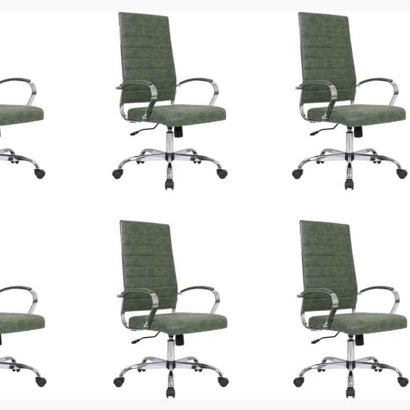 Leisuremod Benmar Modern High-Back Office Chair, 360-Degree Adjustable Swivel Task Furniture in Leather Upholstery with Ribbed Backrest for Home and Office