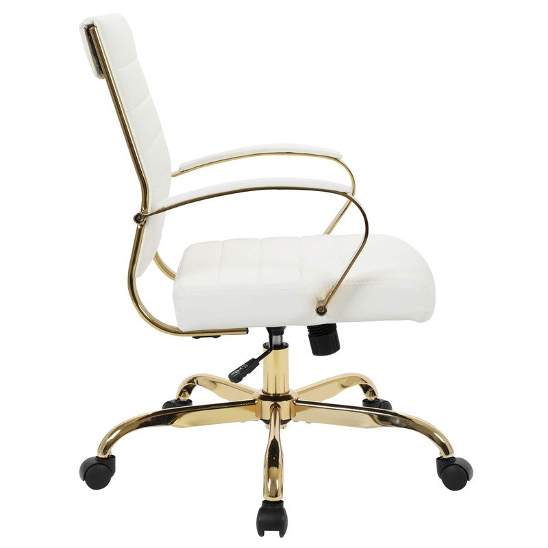 Set of 2 white leather office chairs – view 8