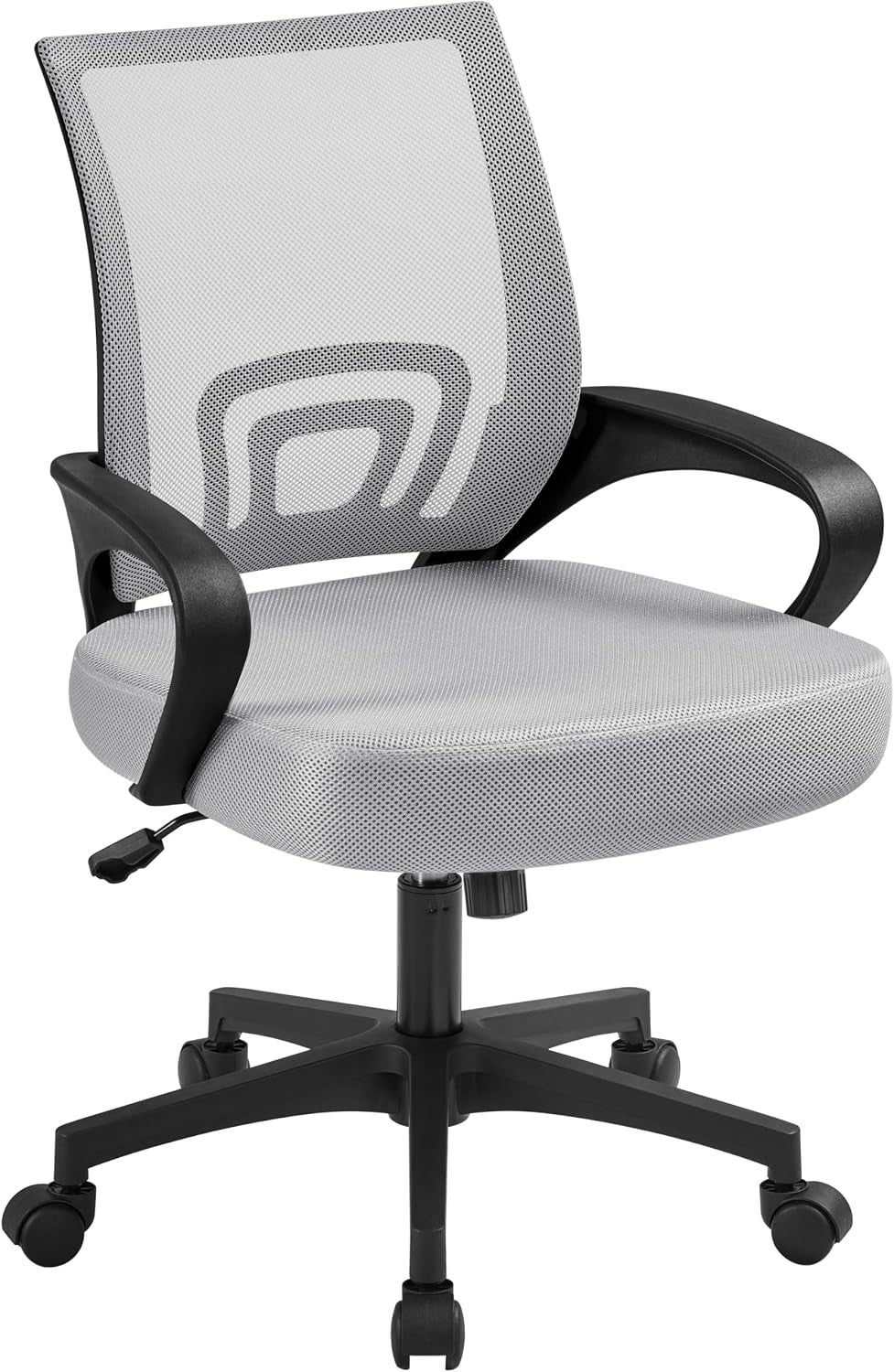 Yaheetech Mid Back Mesh Computer Office Desk Chair Adjustable Swivel, Grey | Breathable Mesh Back and Foam Padded Seat for Comfortable Work at Home or Office; Steel Frame Holds 300 Lb, Easy Assembly.