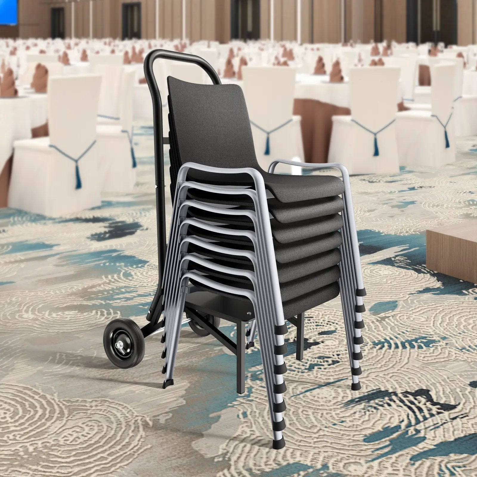 Folding Chair Rack Cart For 10 Chairs Of 150 LBS Push-Style Chair Dolly by Vevor