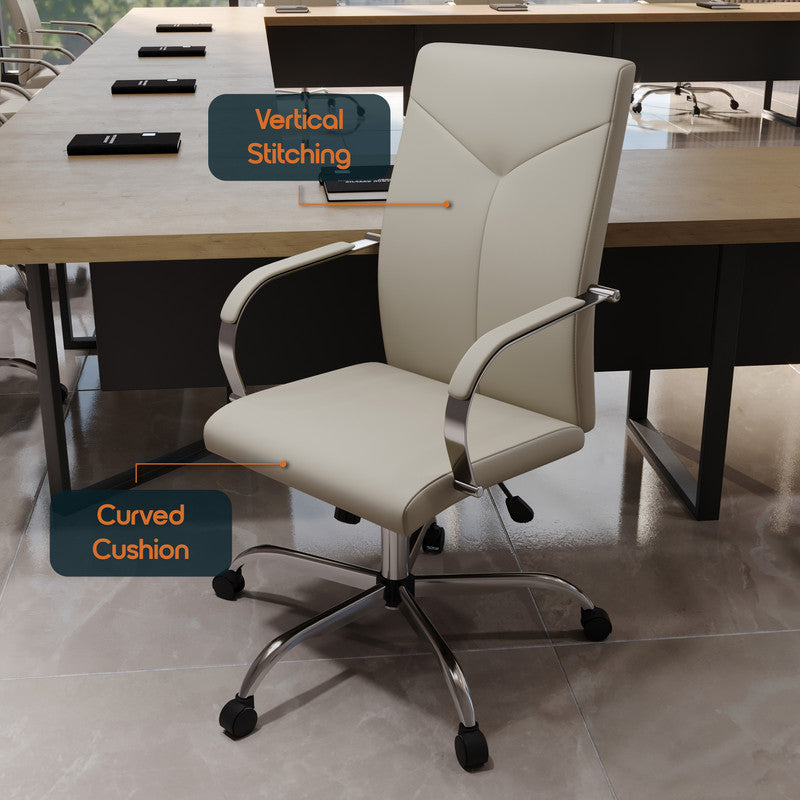20 PCS Sonora Ergonomic High-Back Leather Desk Office Chair with Chrome Base and Tilt for Home Office - Tan