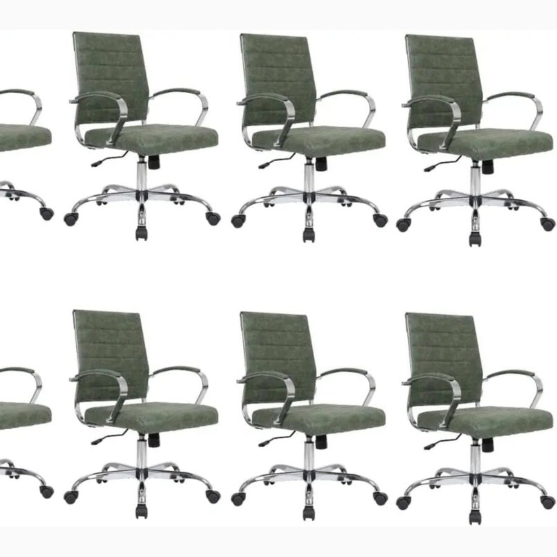 Leisuremod Benmar Leather Office Desk Chair, Mid-Back Ergonomic Swivel Chair with Lumbar Support, Adjustable Height, Tilt Lock, Cushioned Seat & Back, Home Office Task Chair (Tan, Single)