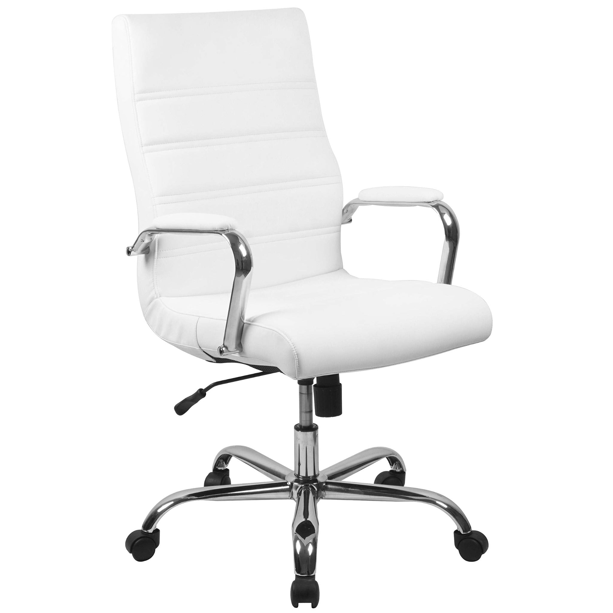 Whitney High Back White LeatherSoft Executive Office Chair with Chrome Frame