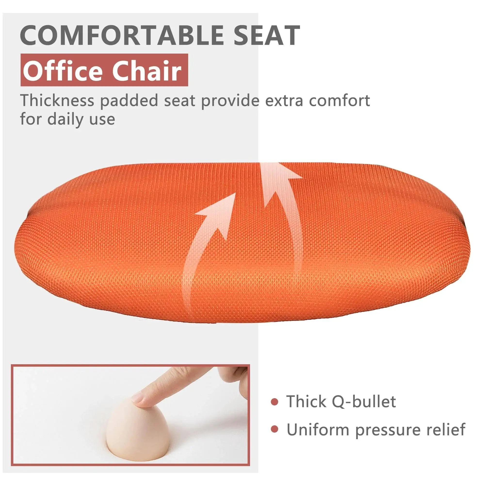 Paylesshere Ergonomic Office Chair, Lumbar Support, Adjustable Height with Armrests for Adults(Orange)