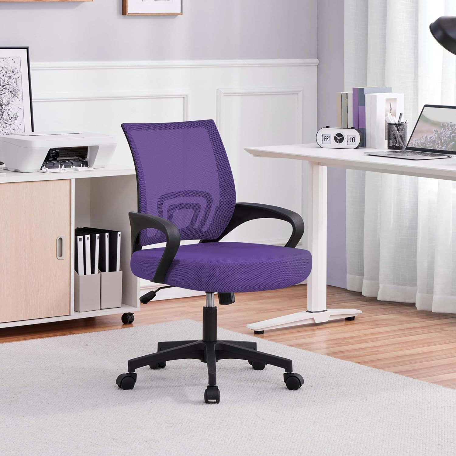 Yaheetech Mid Back Mesh Computer Office Desk Chair Adjustable Swivel, Purple