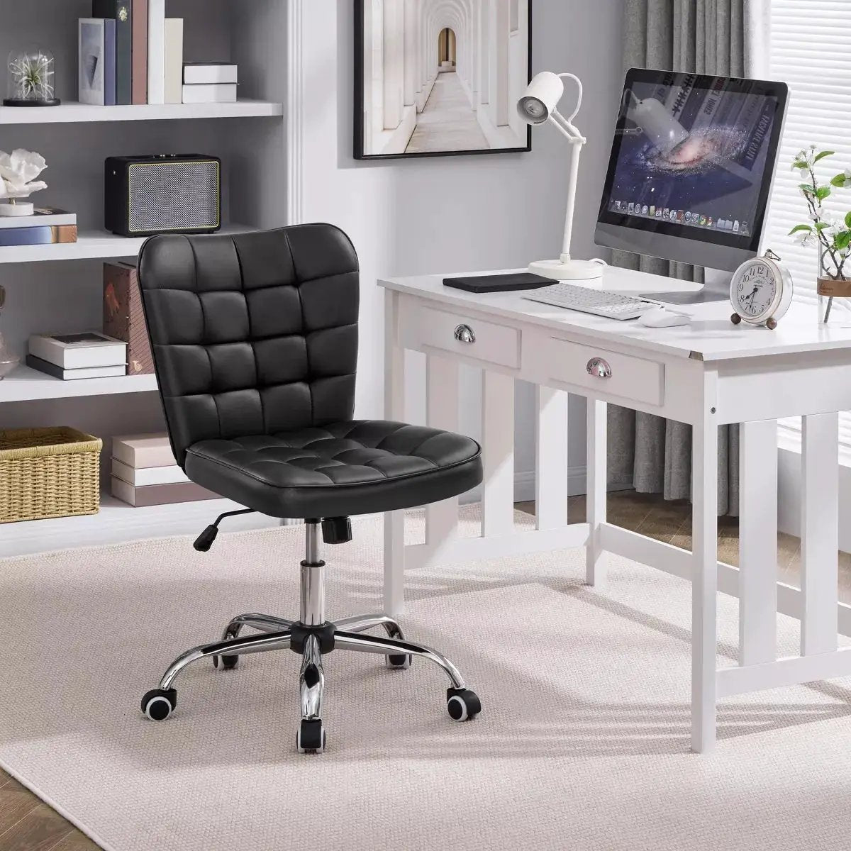 Yaheetech Modern Mid-Back Office Chair Armless Desk Chair