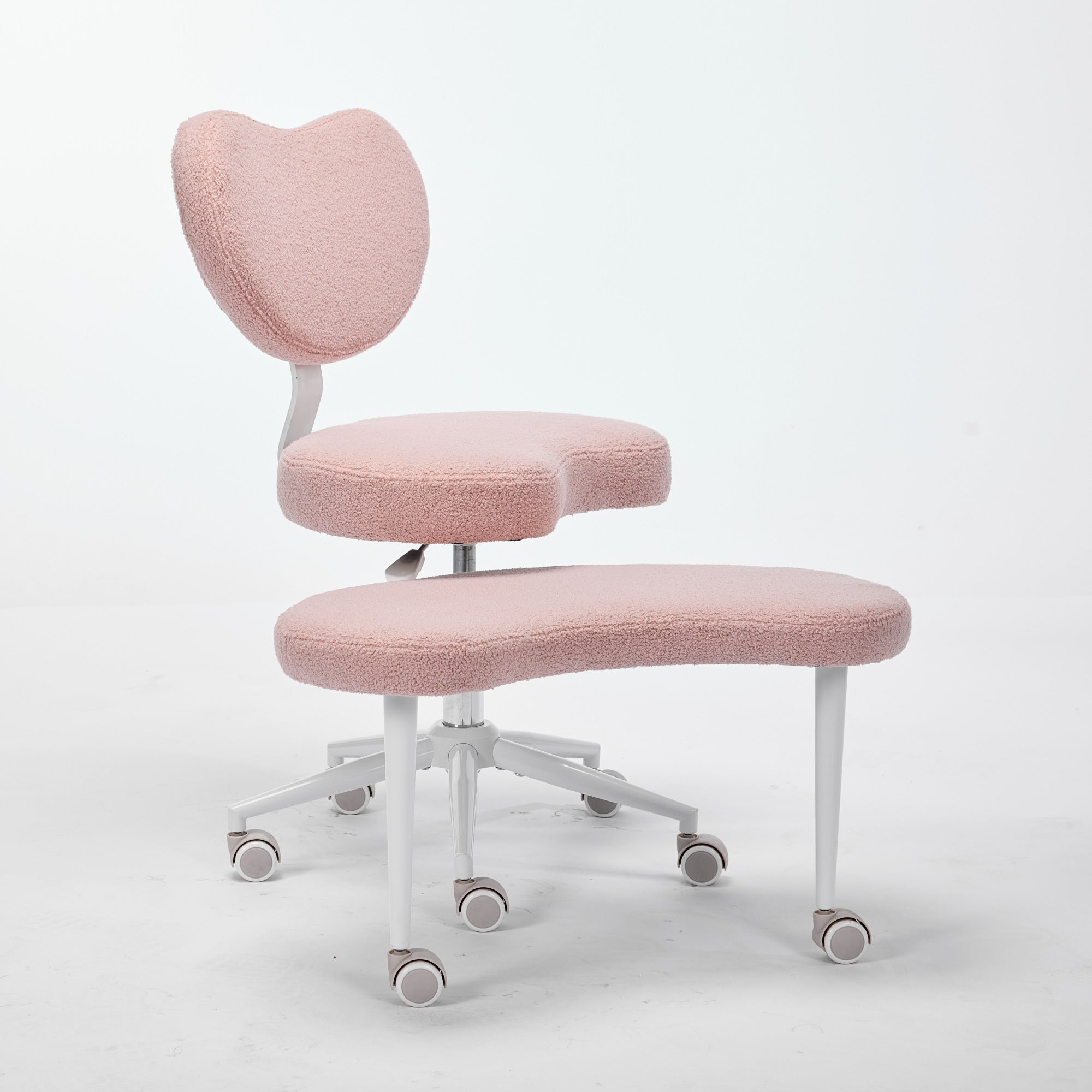 Pink cross-legged meditation chair with wheels and ADHD lumbar support.