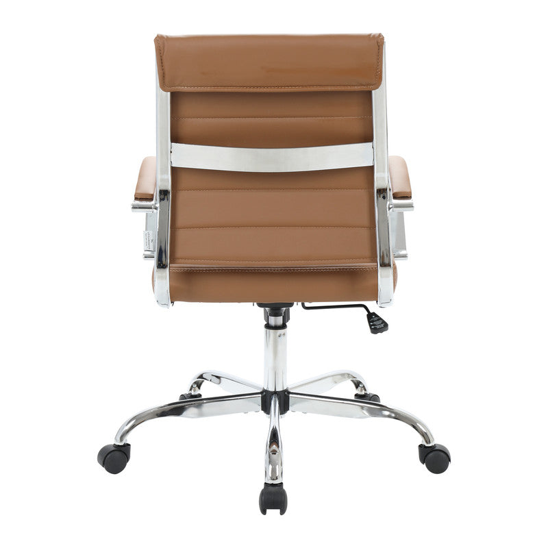 30 PCS Benmar Leather Office Desk Computer Chair with Ribbed Seat and Steel Frame - Brown