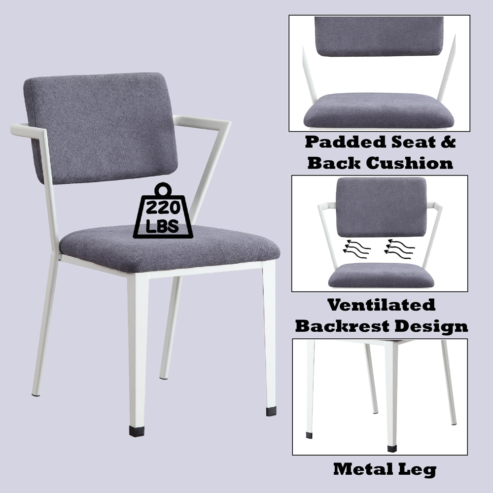 Grey and white open-back upholstered office chair features