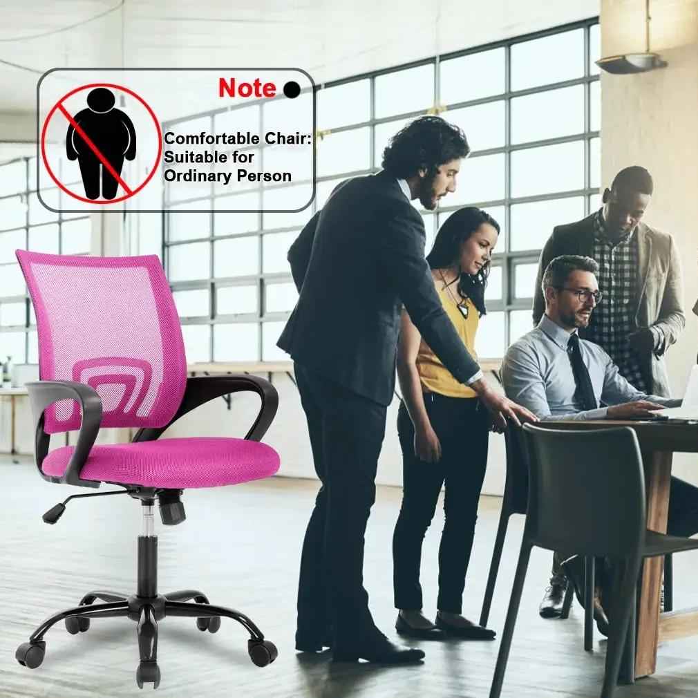 Bestoffice Ergonomic Office Chair, Lumbar Support, Adjustable Height with Armrests for Adults(Pink)