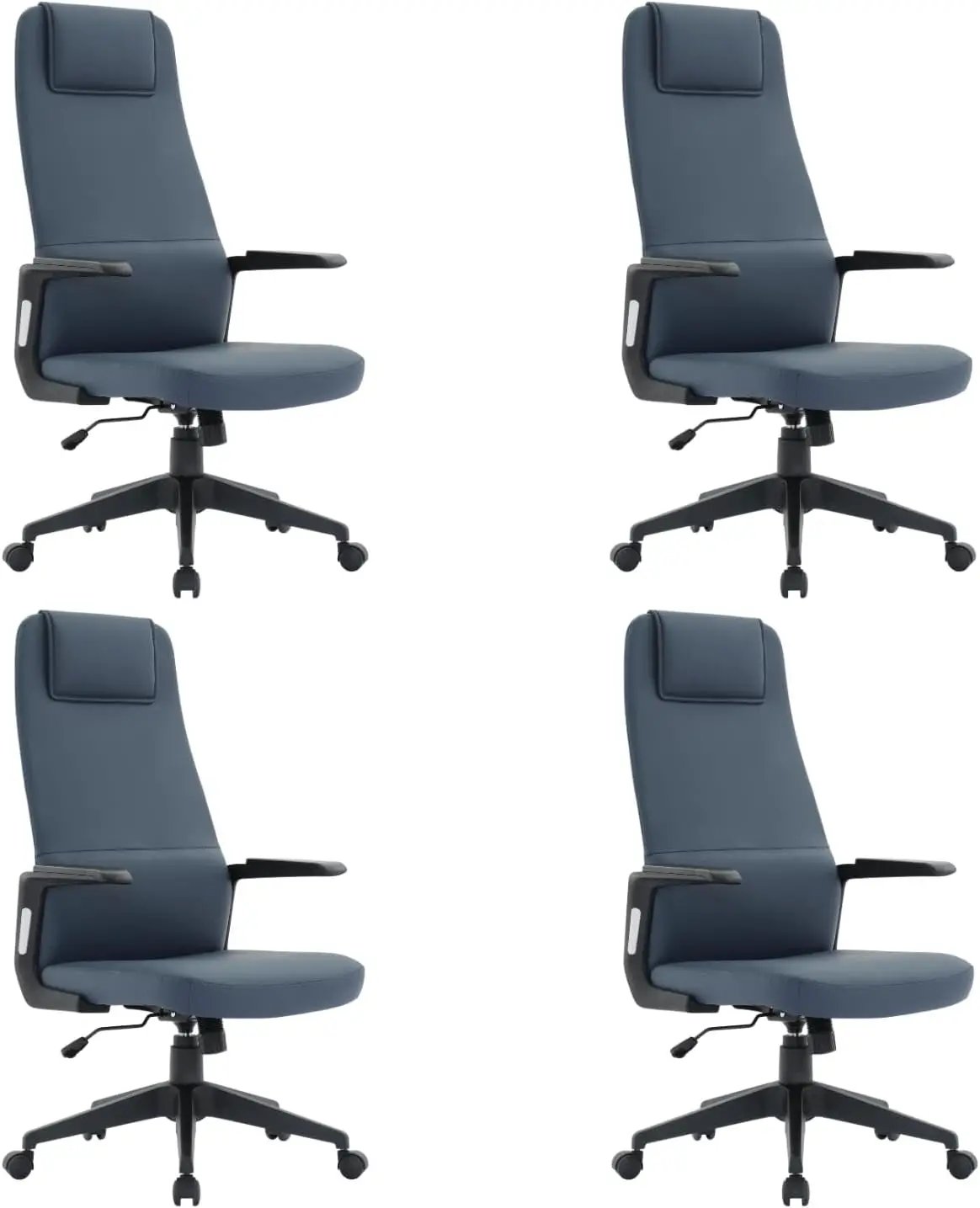 Leisuremod Ergonomic High-Back Leather Office Chair - Black Swivel Desk Chair with Adjustable Height, Tilt, Padded Headrest & Double Wheel Casters, Comfortable for Home or Office