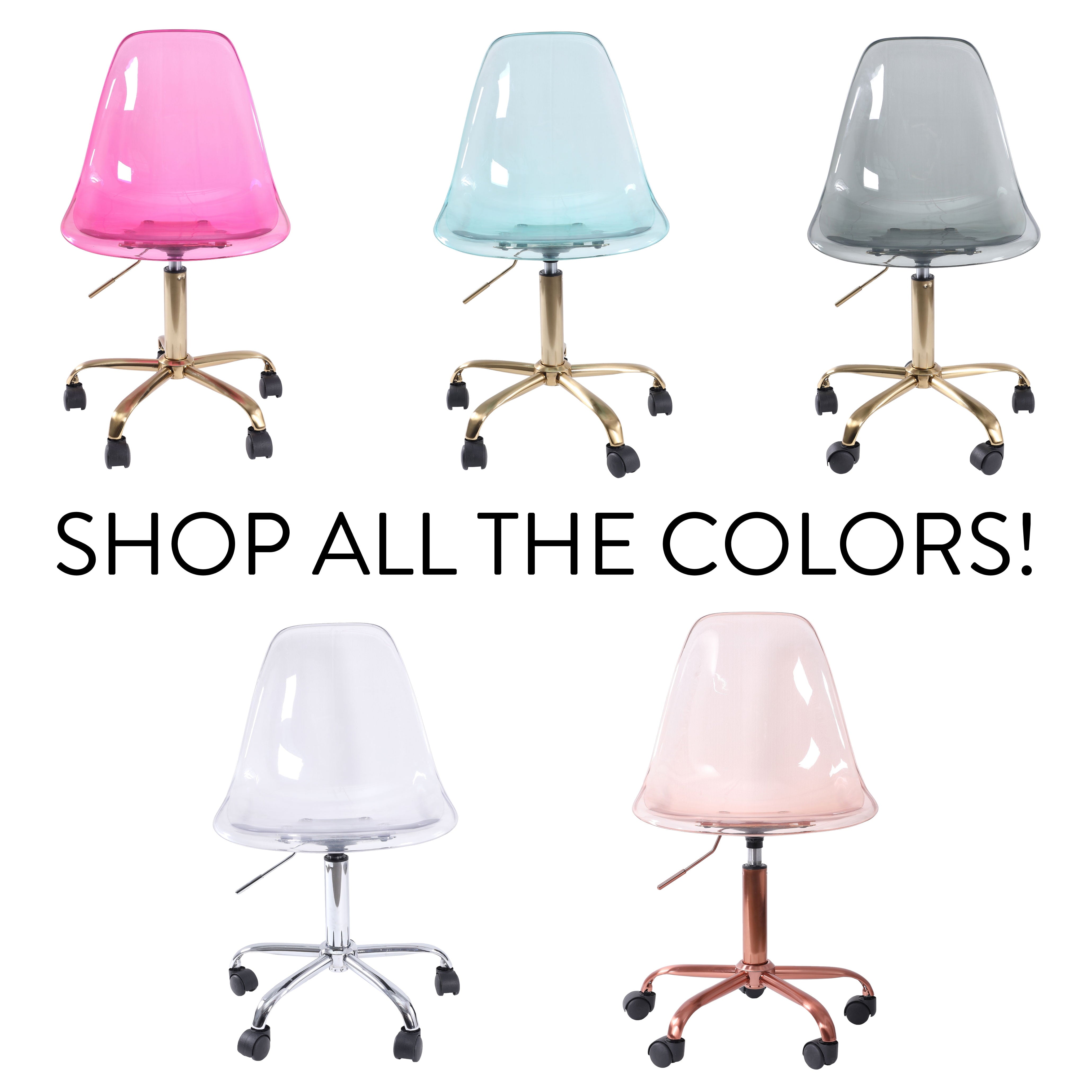 Mainstays Acrylic Rolling Office Chair, Purple, High Back, Adjustable Height