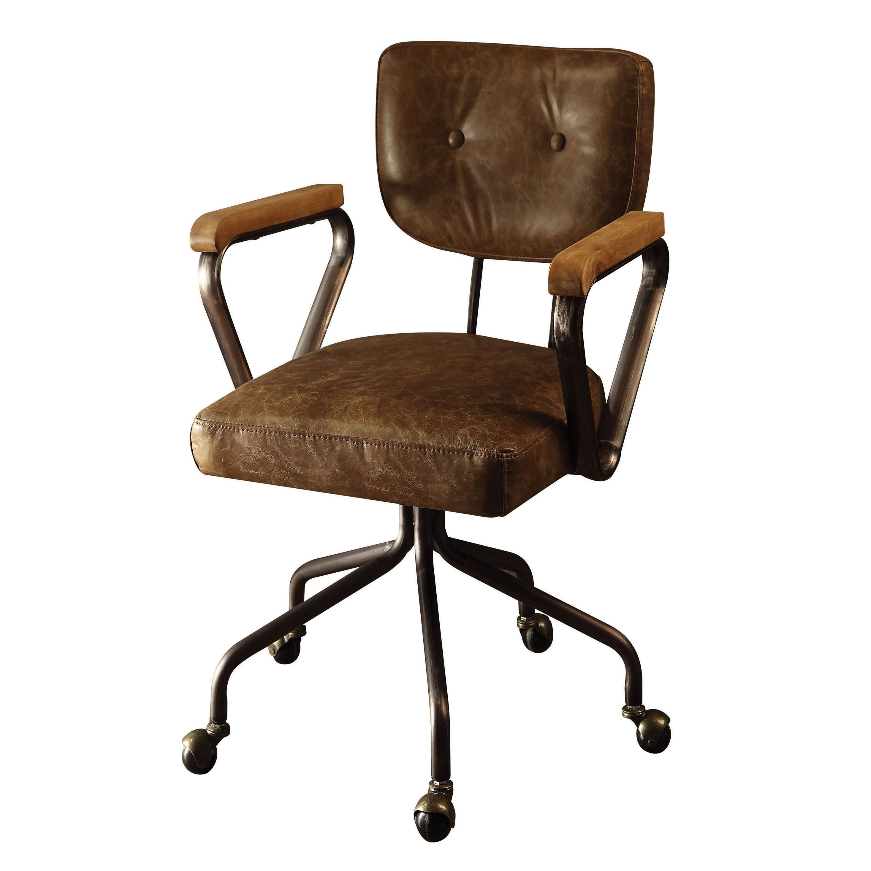 Vintage Whiskey Leather Office Chair with Nailhead Trim - Platinum-Level Office Chairs