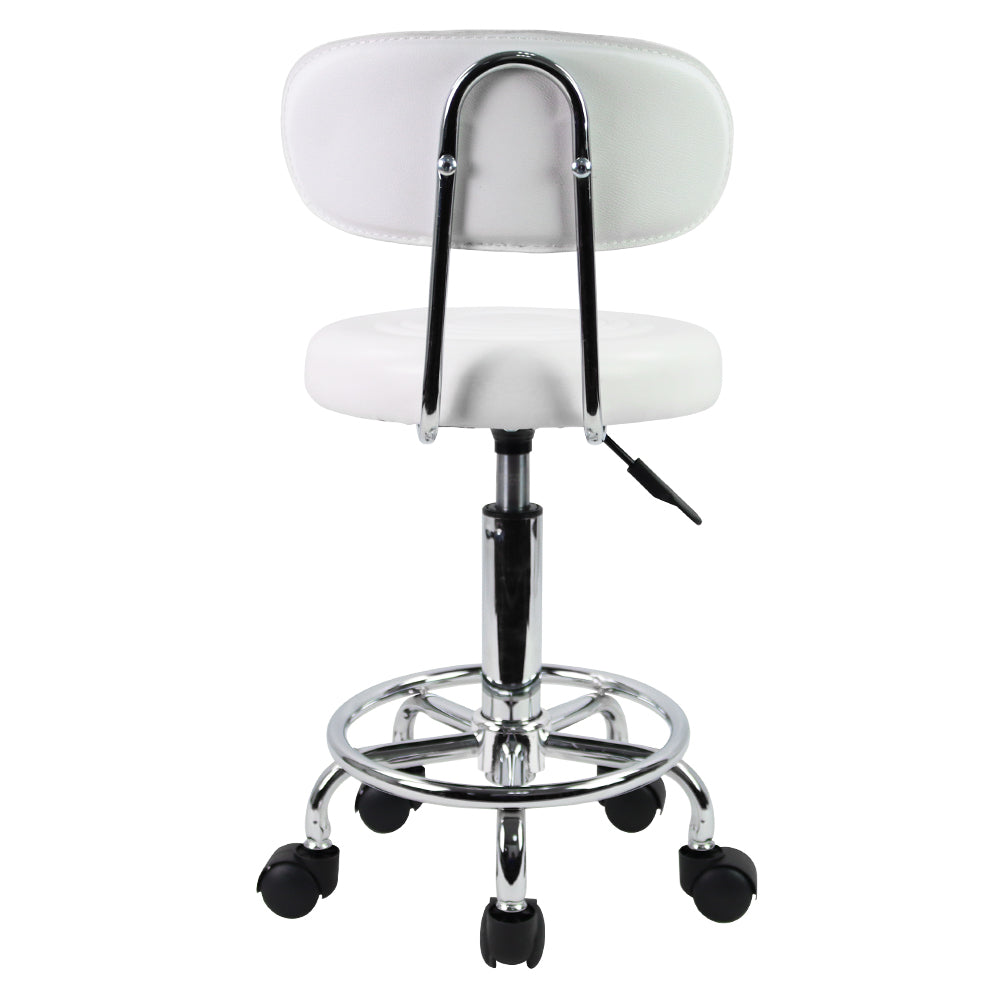 PU Leather Rolling Stool with Adjustable Height and Footrest