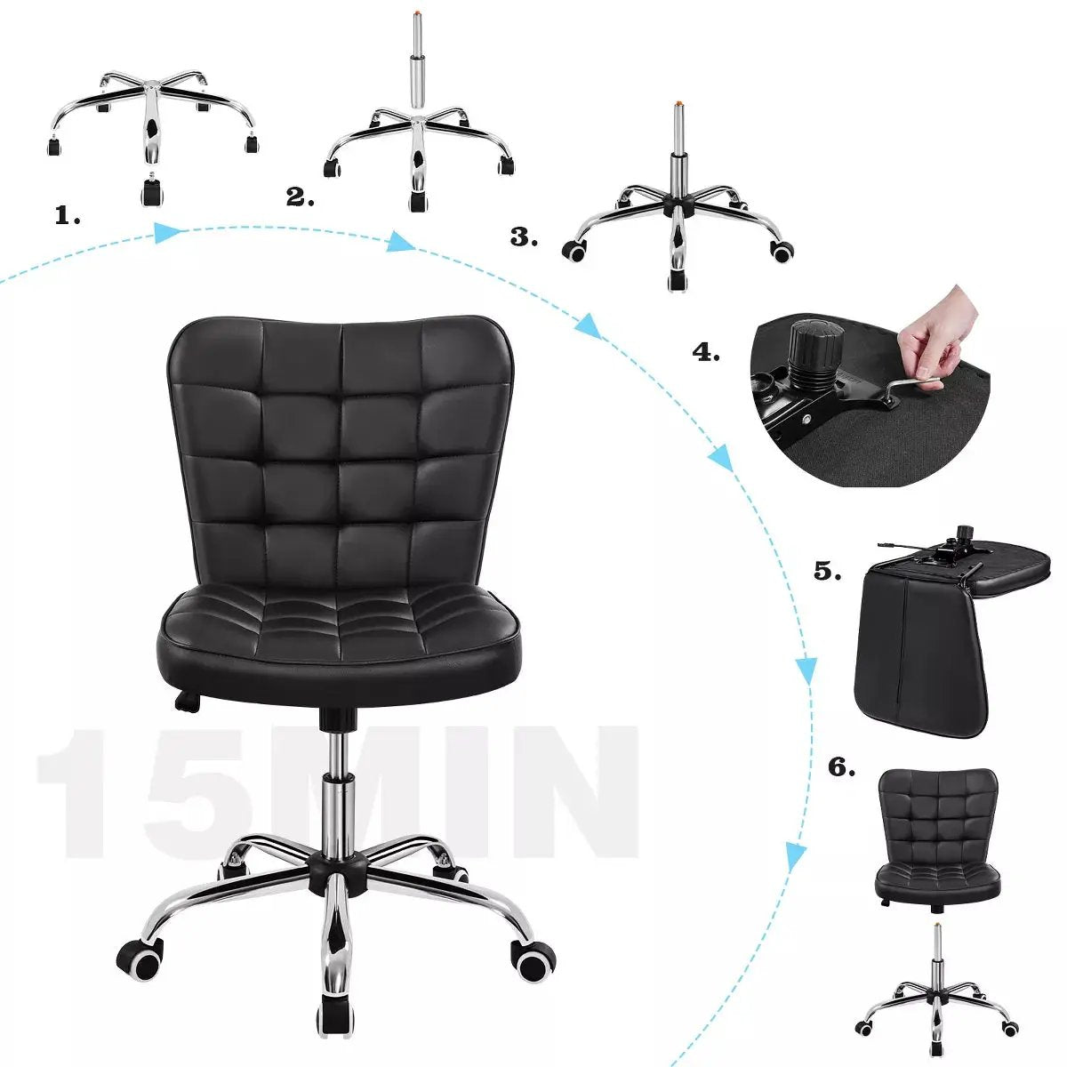 Yaheetech Modern Mid-Back Office Chair Armless Desk Chair