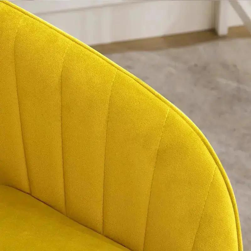 Bright Yellow Velvet Office Chair with Gold Base - Adjustable & Stylish - Platinum-Level Office Chairs