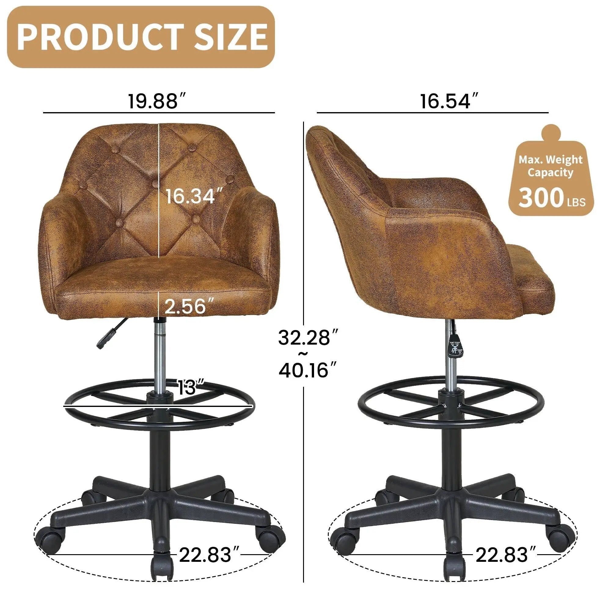 Drafting Chair Swivel Wingback Adjustable Height Office Comfort