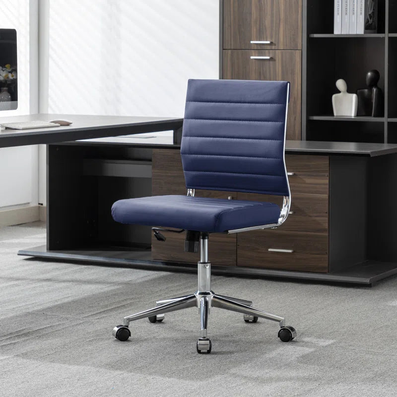 Amaiia Mid-Back Upholstered Armless Swivel Task Chair Ergonomic Adjustable Conference Chair