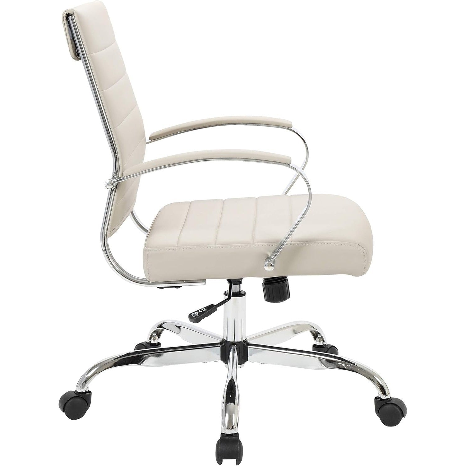 Leisuremod Benmar Leather Office Desk Chair, Mid-Back Ergonomic Swivel Chair with Lumbar Support, Adjustable Height, Tilt Lock, Cushioned Seat & Back, Home Office Task Chair (Tan, Single)