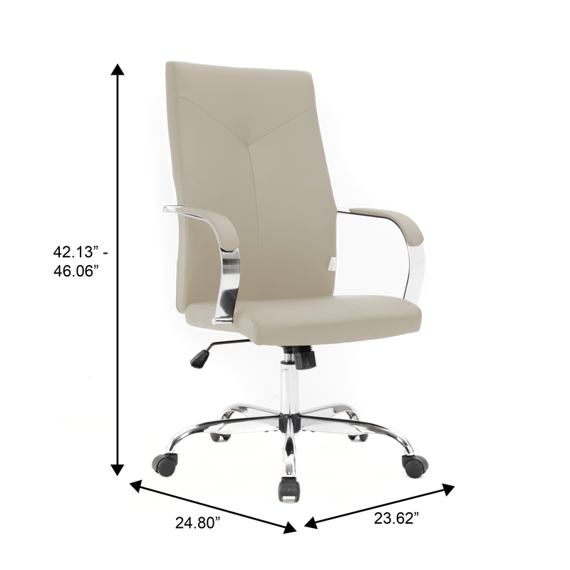 20 PCS Sonora Ergonomic High-Back Leather Desk Office Chair with Chrome Base and Tilt for Home Office - Tan