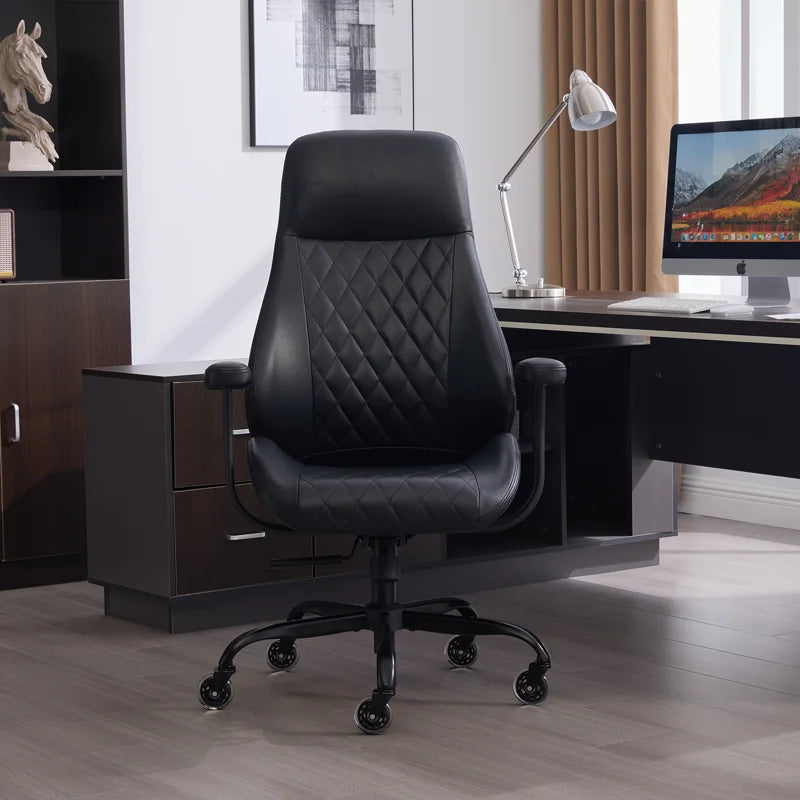 Diamond Quilted PU Leather Office Chair with Premium Durable Construction, Slient Wheels, Easy Assembly