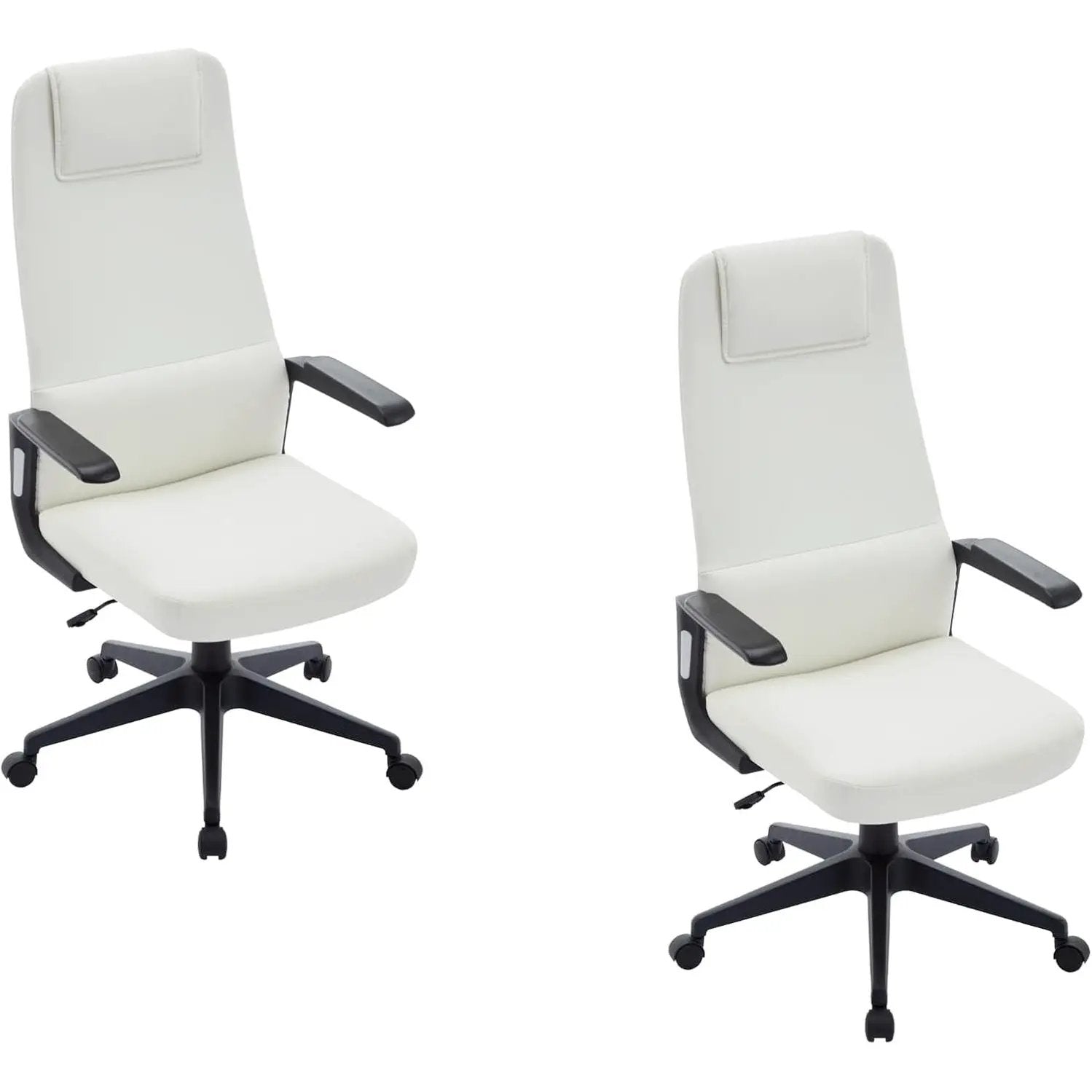 Leisuremod Ergonomic High-Back Leather Office Chair - Black Swivel Desk Chair with Adjustable Height, Tilt, Padded Headrest & Double Wheel Casters, Comfortable for Home or Office