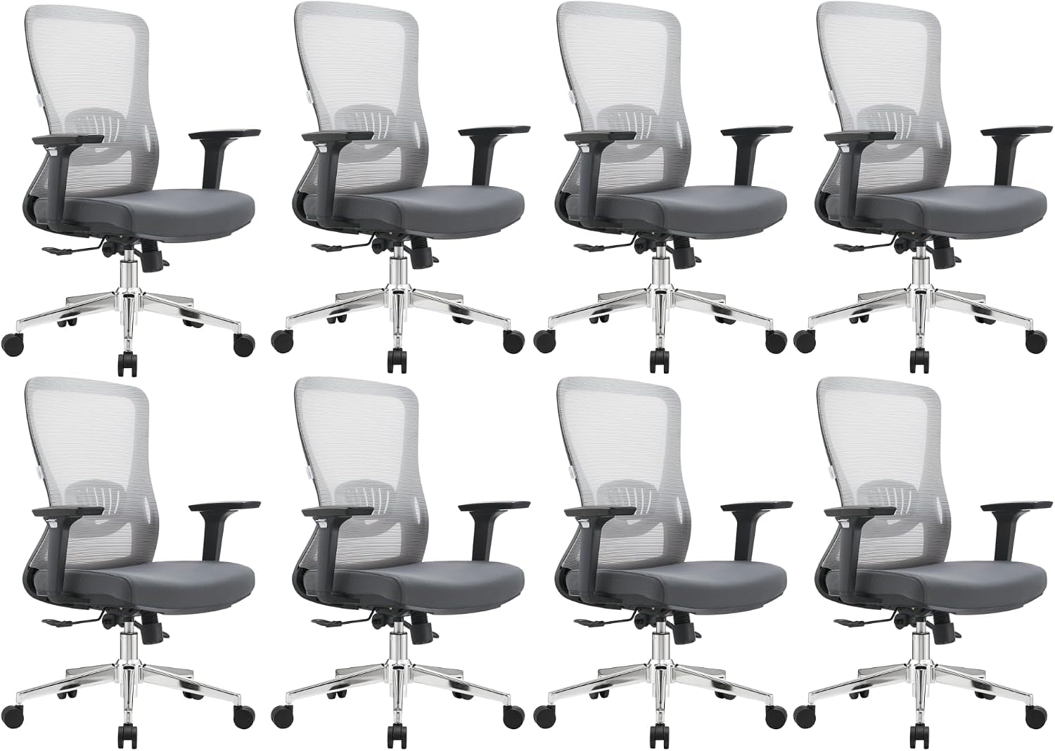 Leisuremod Ergonomic Office Chair Mid-Back Mesh Computer Adjustable Lumbar Support Conference Room Chair with Swivel and Tilt Adorit Series in Grey