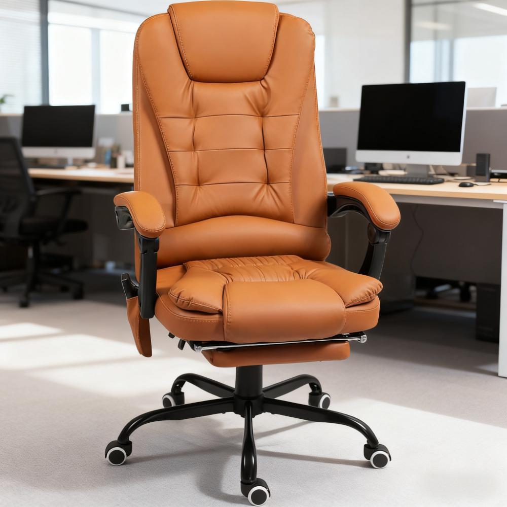 Light Brown Faux Leather Massage Office Chair - Platinum-Level Office Chairs