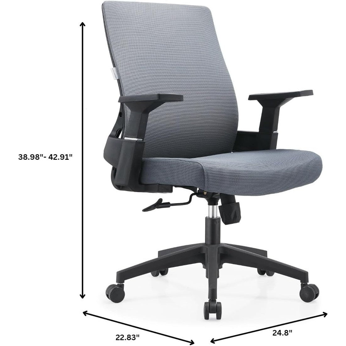Leisuremod Ergonomic Office Chair, 360 Degree Swivel & Tilt with Rolling Wheels, Adjustable Height, Grey