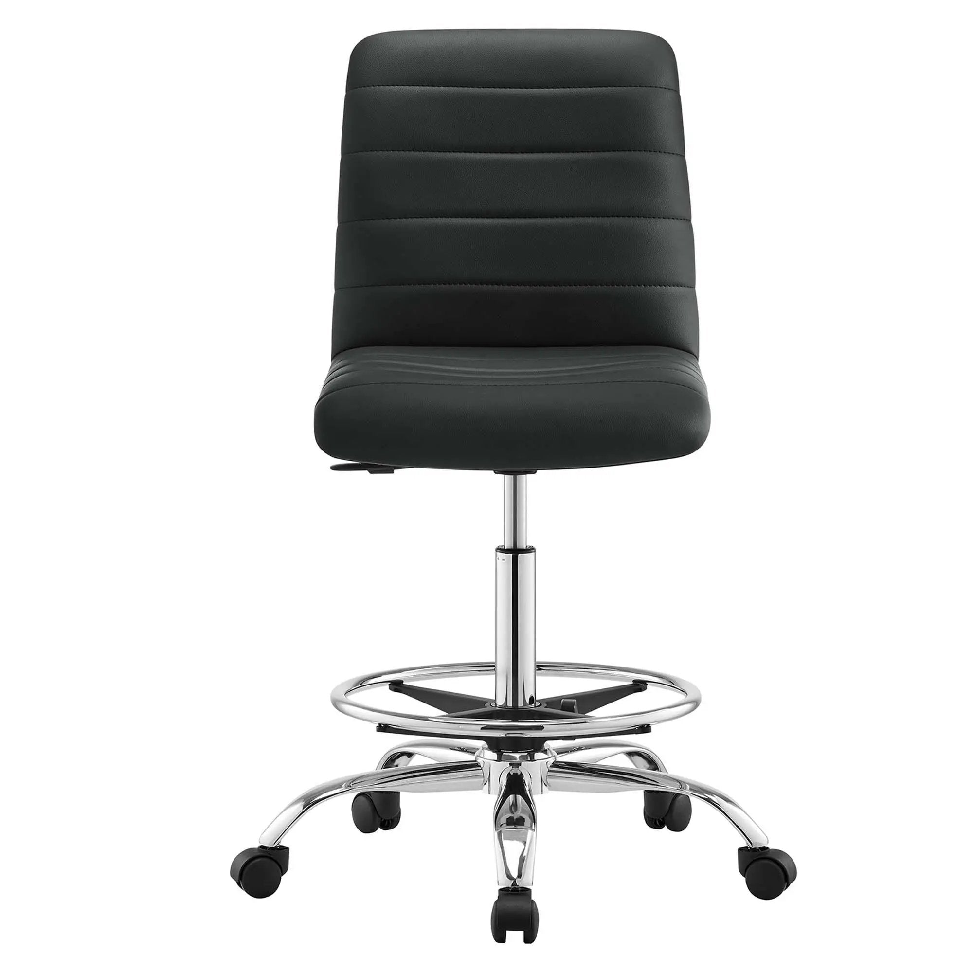 Drafting Chair Vegan Leather Armless Adjustable Stool