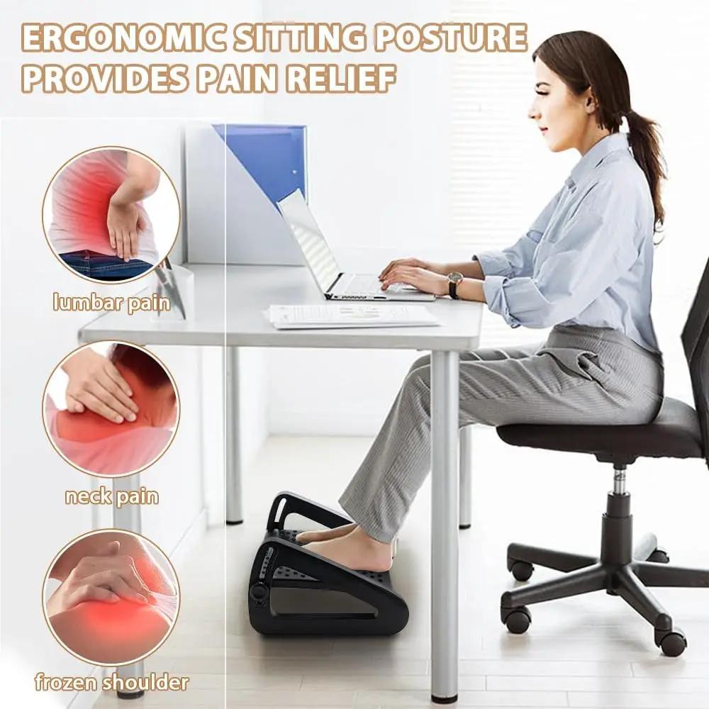 Casazenith foot rest by DIYI, black six-height adjustable under-desk foot rest with massage roller