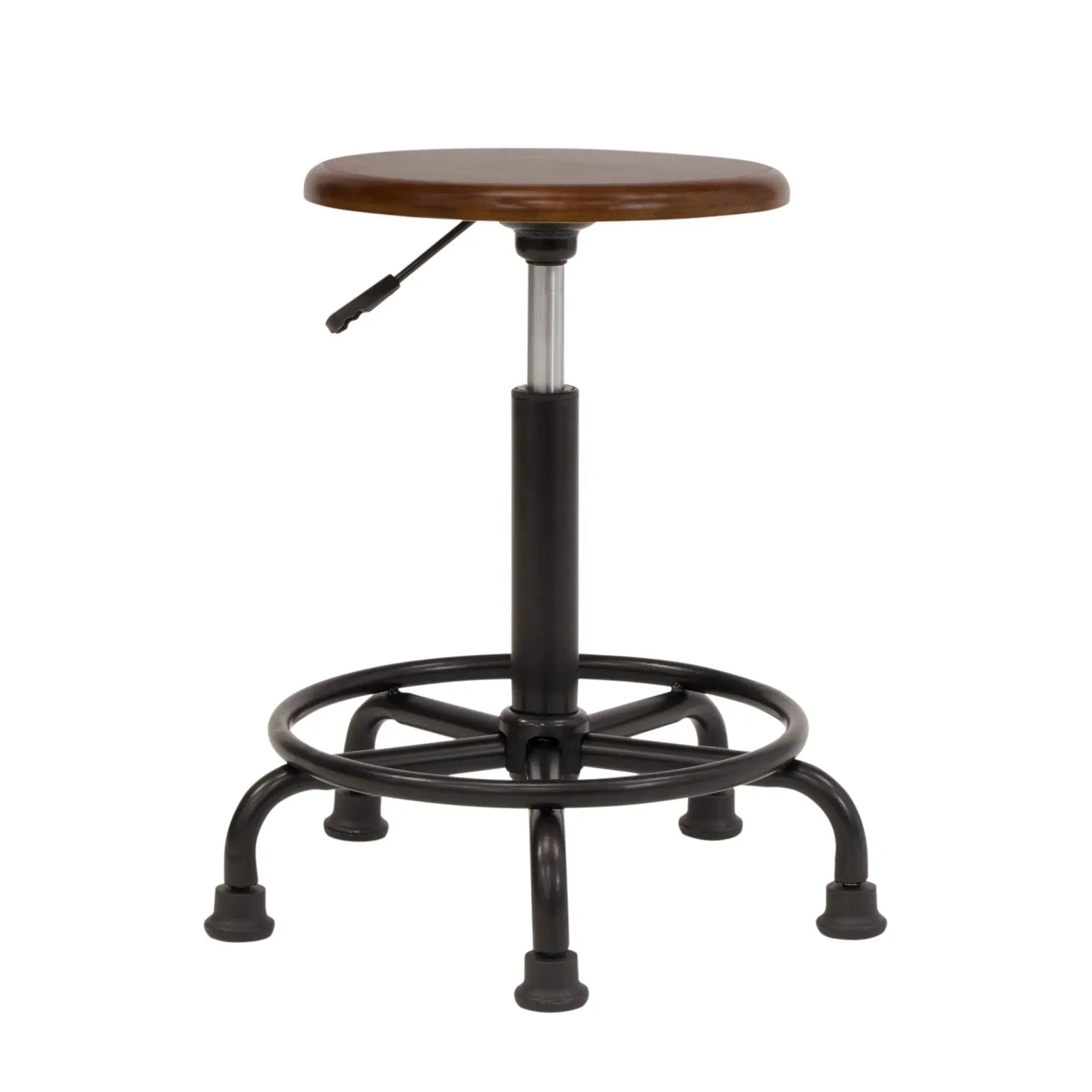 Retro Wood Drafting Stool with Adjustable Height Seat