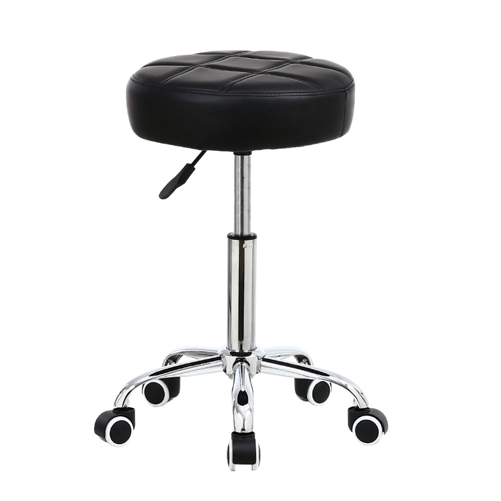 PU Leather Rolling Salon Stool With Height Adjustable Swivel