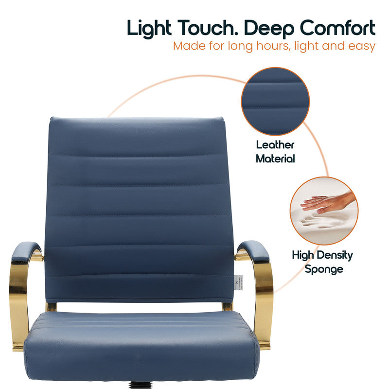 Navy blue leather office chairs – view 3