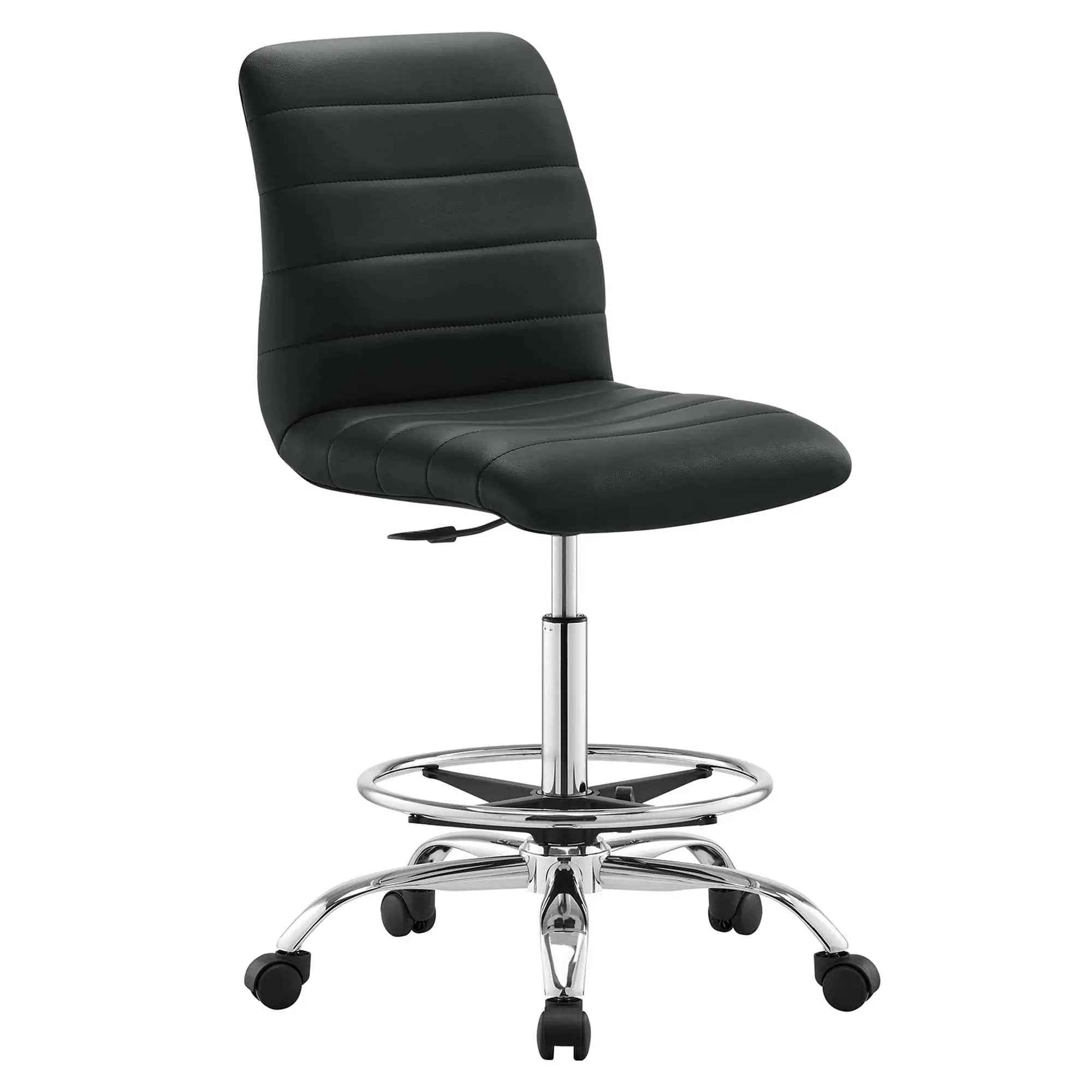 Drafting Chair Vegan Leather Armless Adjustable Stool