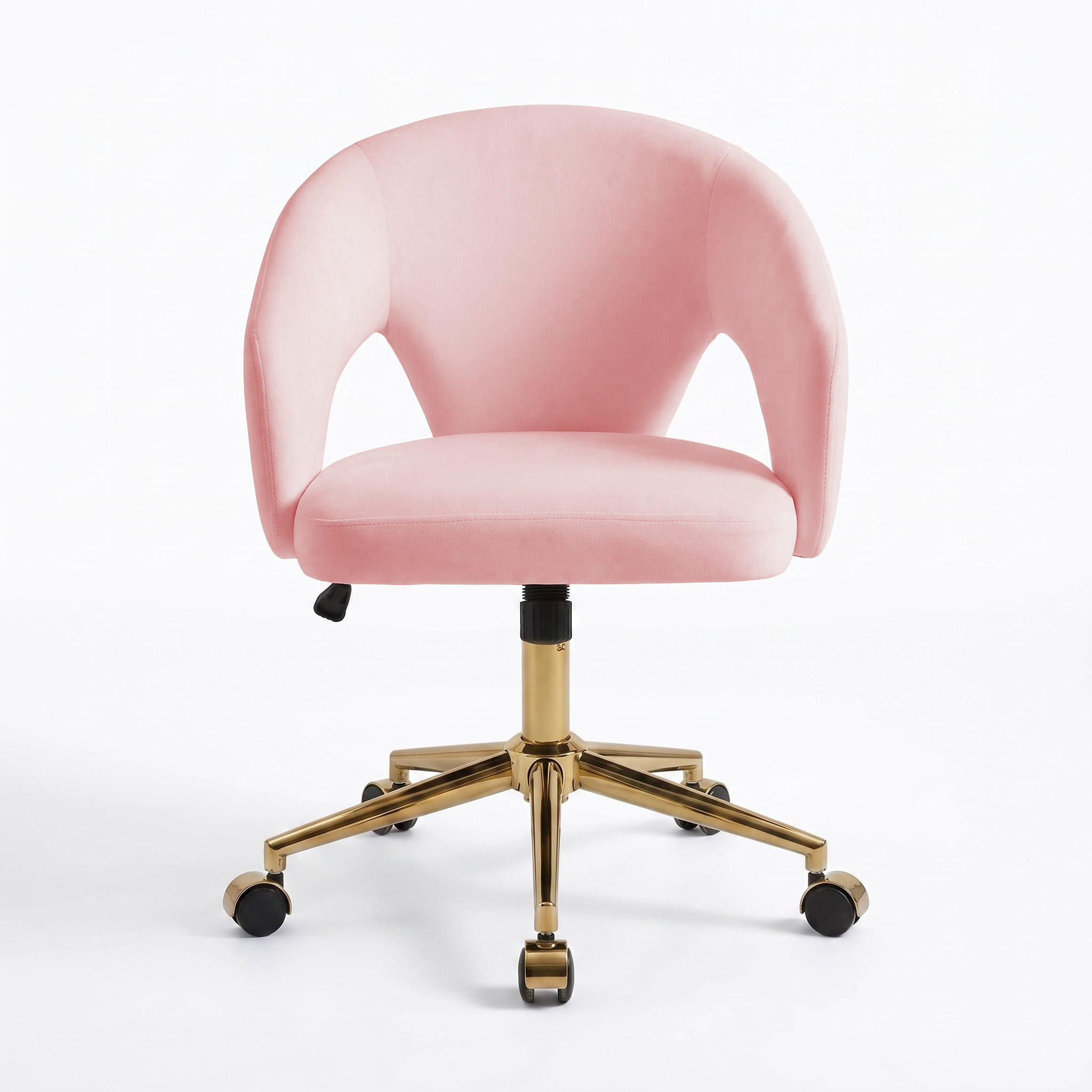 Pink Velvet Swivel Office Chair with Lumbar Support, TY - Platinum-Level Office Chairs