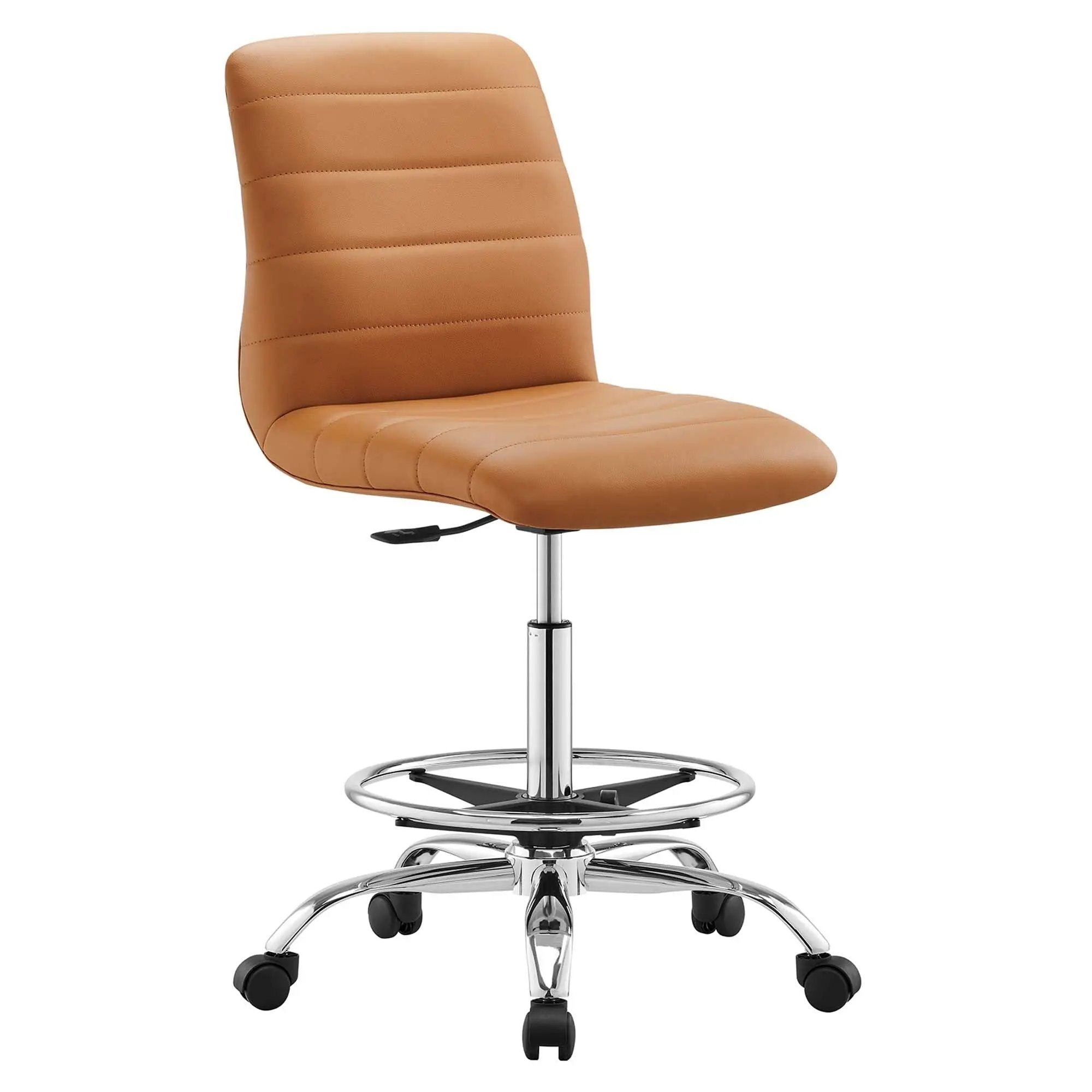Drafting Chair Vegan Leather Armless Adjustable Stool