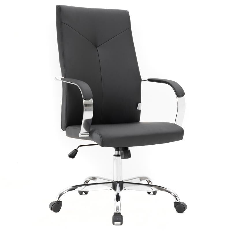 20 PCS Sonora Ergonomic High-Back Leather Desk Office Chair with Chrome Base and Tilt for Home Office - Black