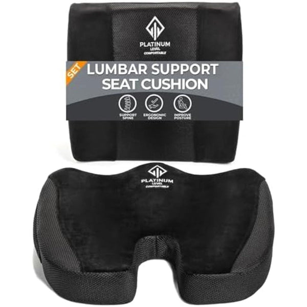 Platinum-Level memory foam seat cushion and lumbar pillow set