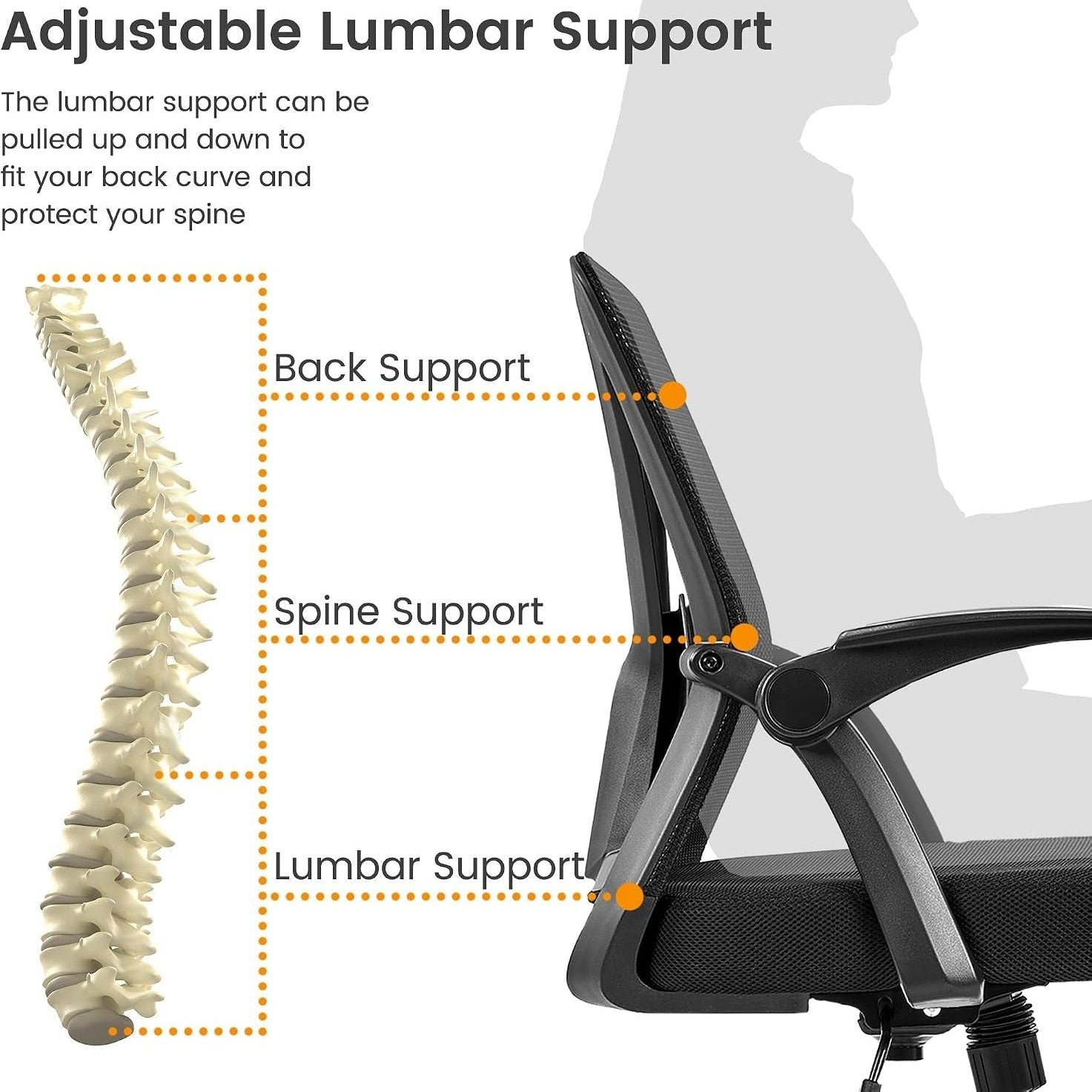 Yaheetech Mid-Back Mesh Task Office Desk Chair with Flip-Up Arms, Black | Breathable Mesh Back and Foam-Padded Seat for All-Day Comfort; Sturdy Metal Frame, Height Adjustable, and Easy to Assemble