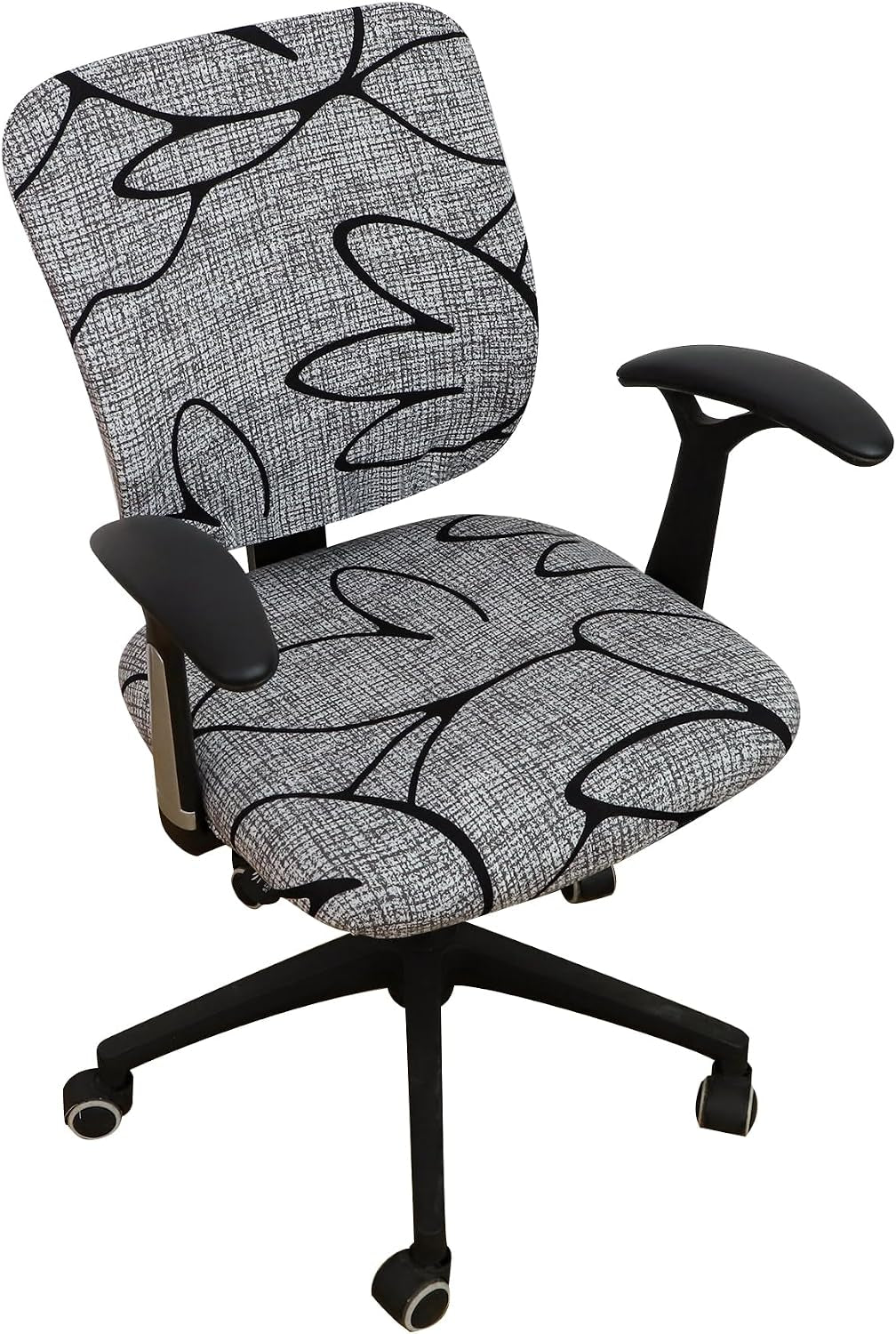 FORCHEER Floral Split Office Chair Covers Two Pieces Stretch Separated Desk Chair Slipcover Washable -Spring Floral