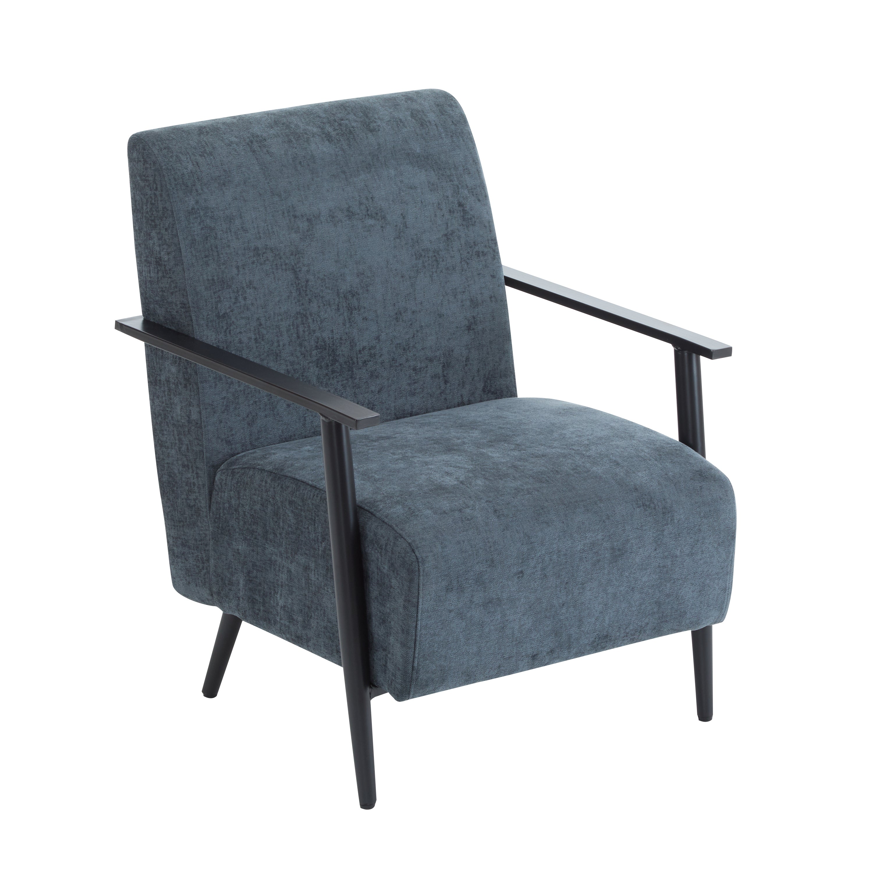 Modern Blue Gray Lounge Chair With Polyester Upholstery Solid Frame