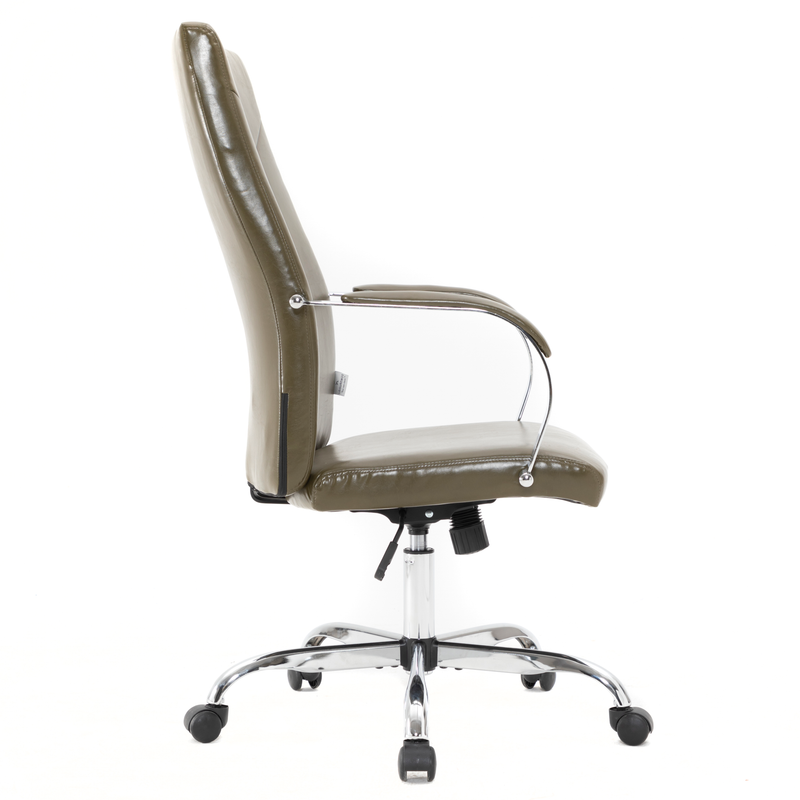 20 PCS Sonora Ergonomic High-Back Leather Desk Office Chair with Chrome Base and Tilt for Home Office - Olive Green